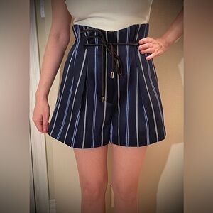 3.1 Phillip Lim Navy Striped High Waist Shorts